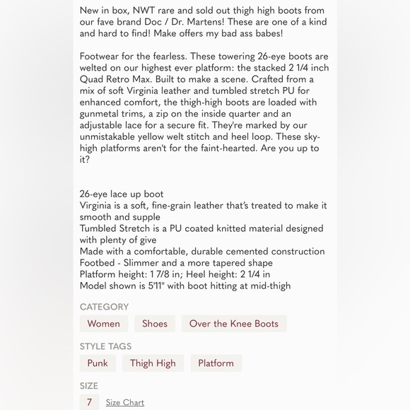 Doc Martens Azreya Over the Knee Boots - size 6- out of stock! - Picture 10 of 10